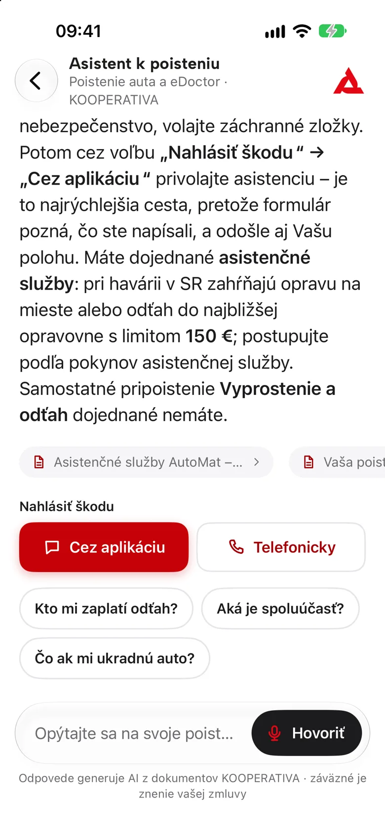 Tlačidlá Cez aplikáciu a Telefonicky pod odpoveďou