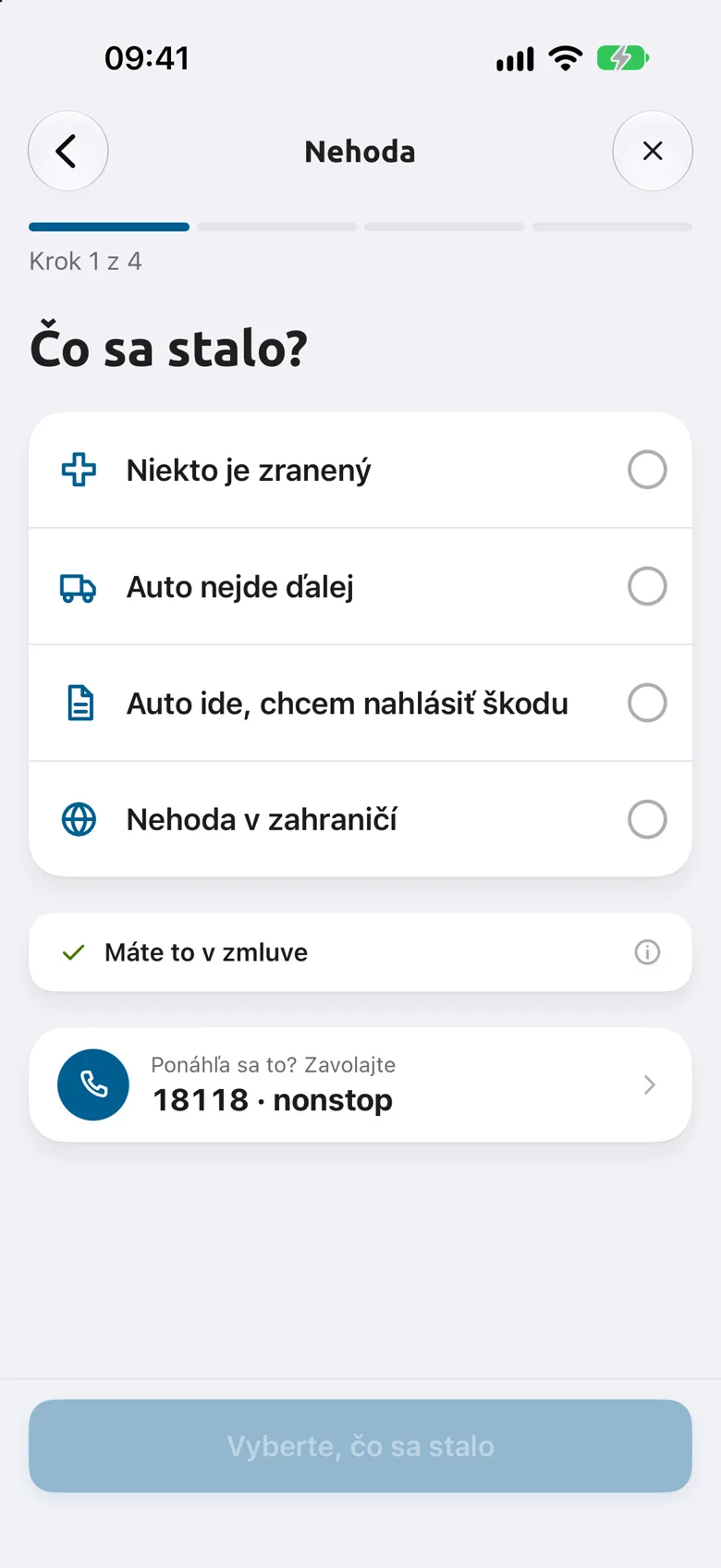 Formulár Nehoda vo vzhľade Global Assistance